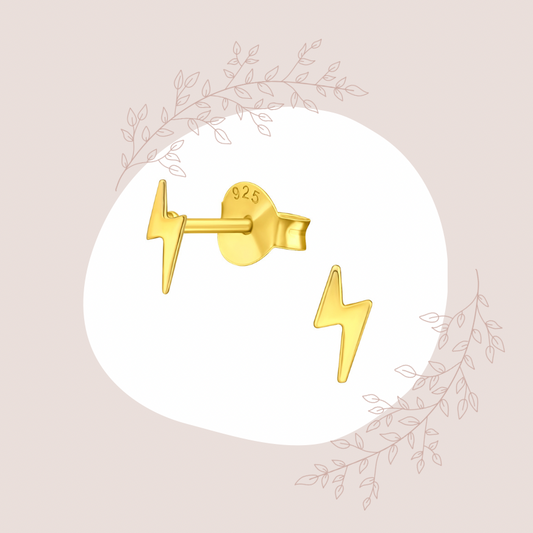 Lightning Gold Plated 925 Silver Studs