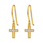 CZ Gold Cross 925 Silver Earrings