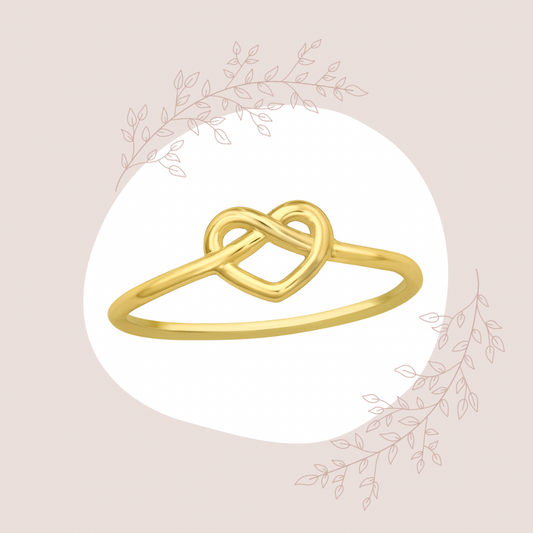 Knotted Heart Gold Plated 925 Silver Ring