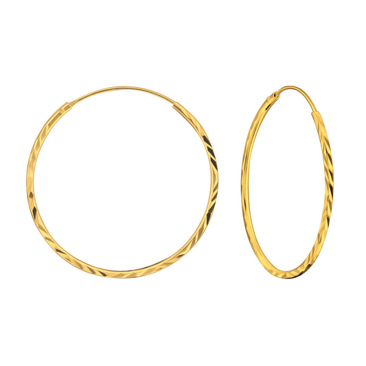 Tamzin Gold Plated 925 Silver Hoops (30mm)