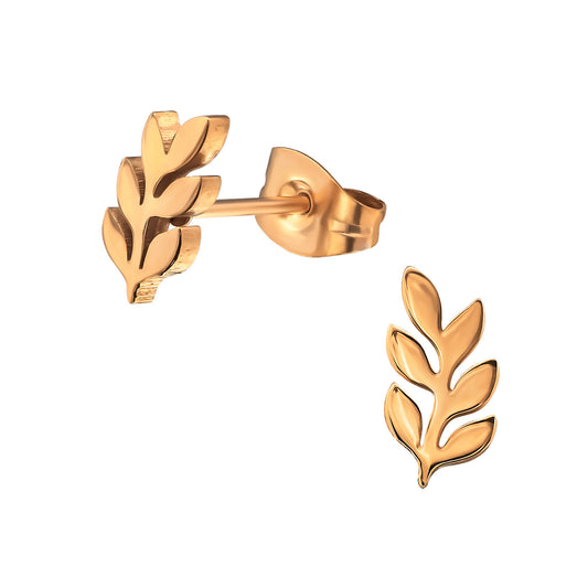 Rose Surgical Steel Olive Branch Studs