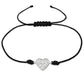 925 Silver CZ Heart Corded Bracelet