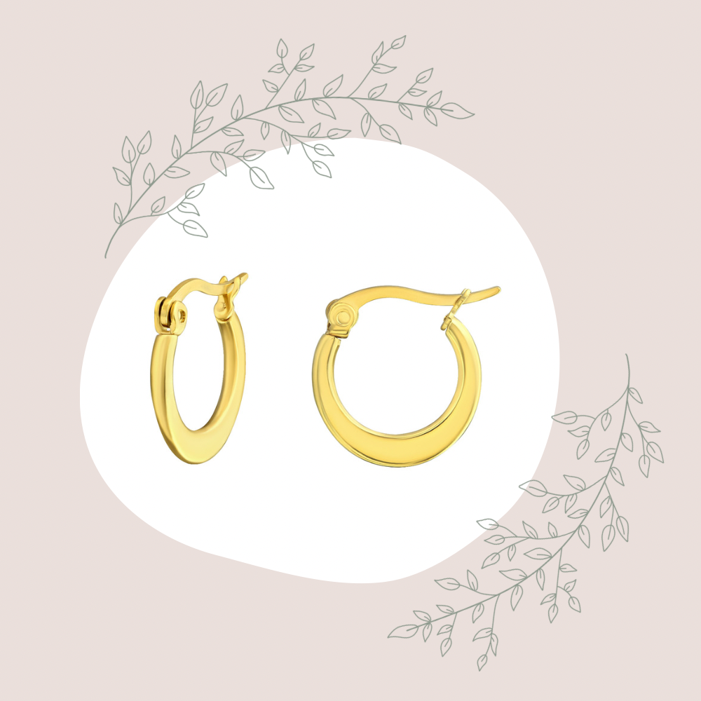 Gold Surgical Steel Flat Hoops (15mm)