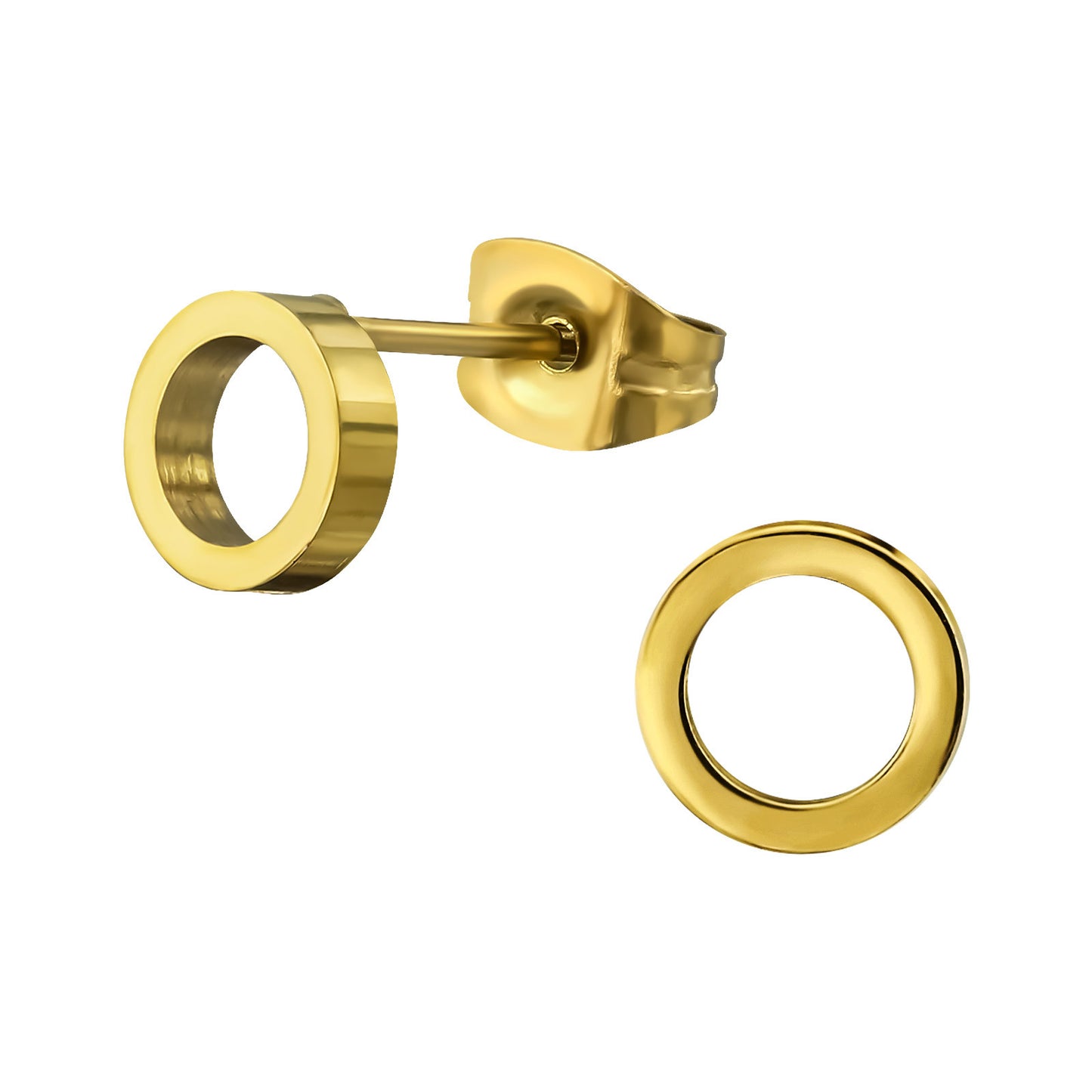 Gold Circle Studs ~ Water and Tarnish Resistant