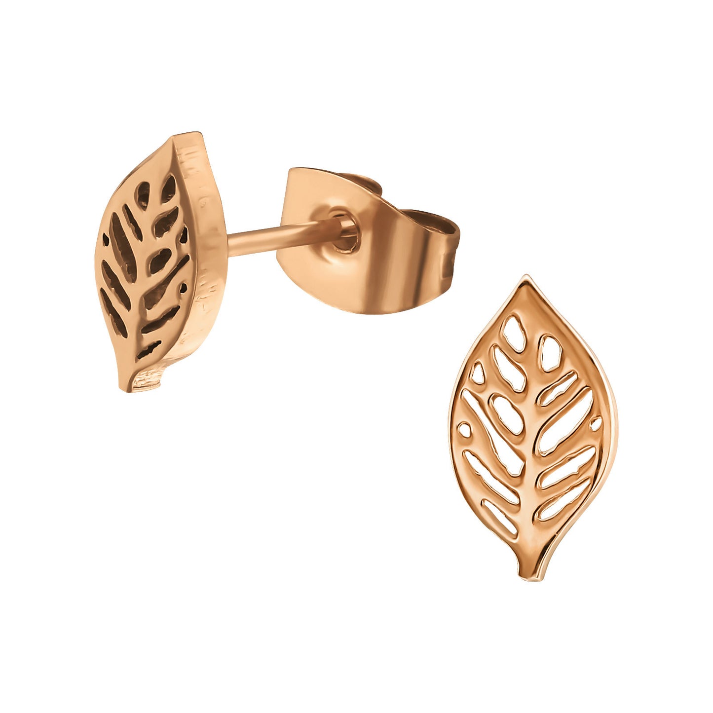 Rose Surgical Steel Leaf Studs