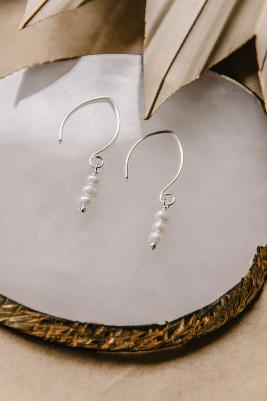 Pearl Dangle Earrings ~ 925 Silver