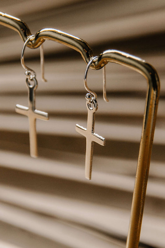 Cross Dangle Earrings ~ 925 Silver