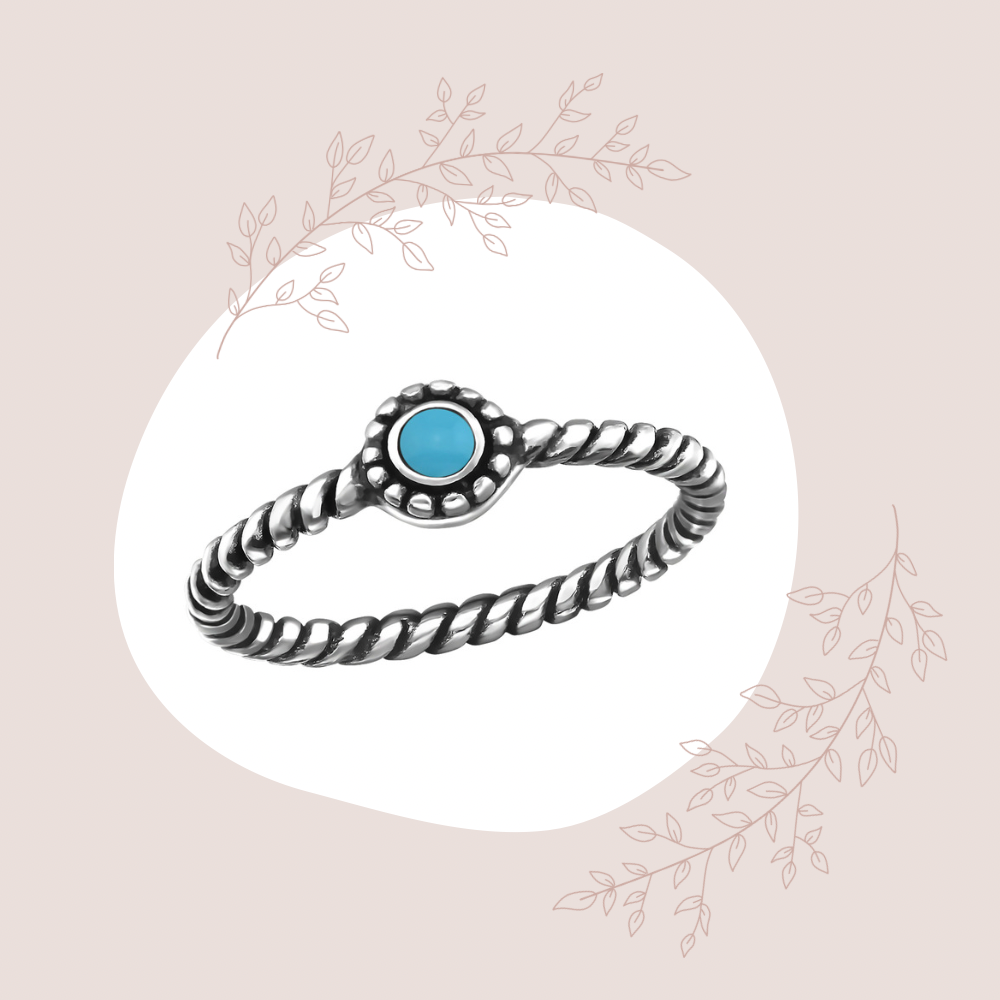 Boho Blue 925 Silver Ring