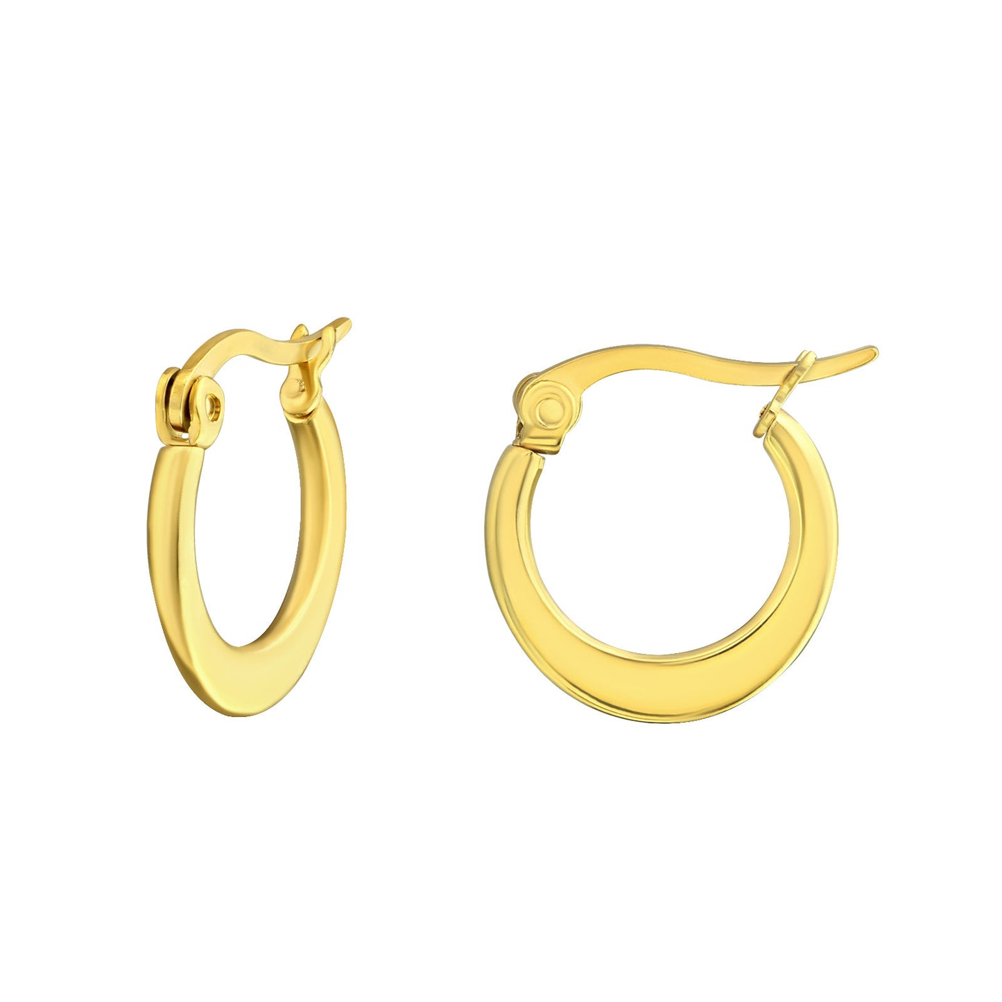 Gold Flat Hoops (15mm) ~ Water and Tarnish Resistant